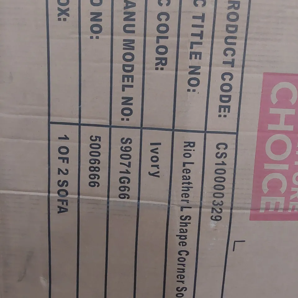 BOXED RIO IVORY LEATHER THREE SEATER SOFA SECTION ( BOX 1 OF 2 ONLY)