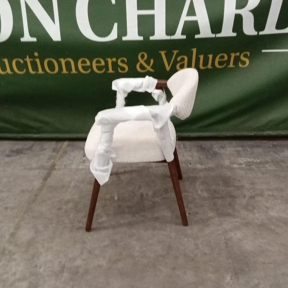 DESIGNER BOUCLE FABRIC DINING CHAIR