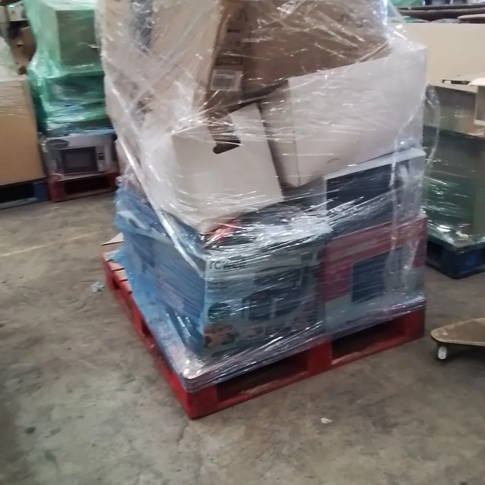 PALLET OF ELECTRICAL ITEMS AND HOUSEHOLD GOODS TO INCLUDE;MICROWAVE,LAWN MOWER,GRILL,TV