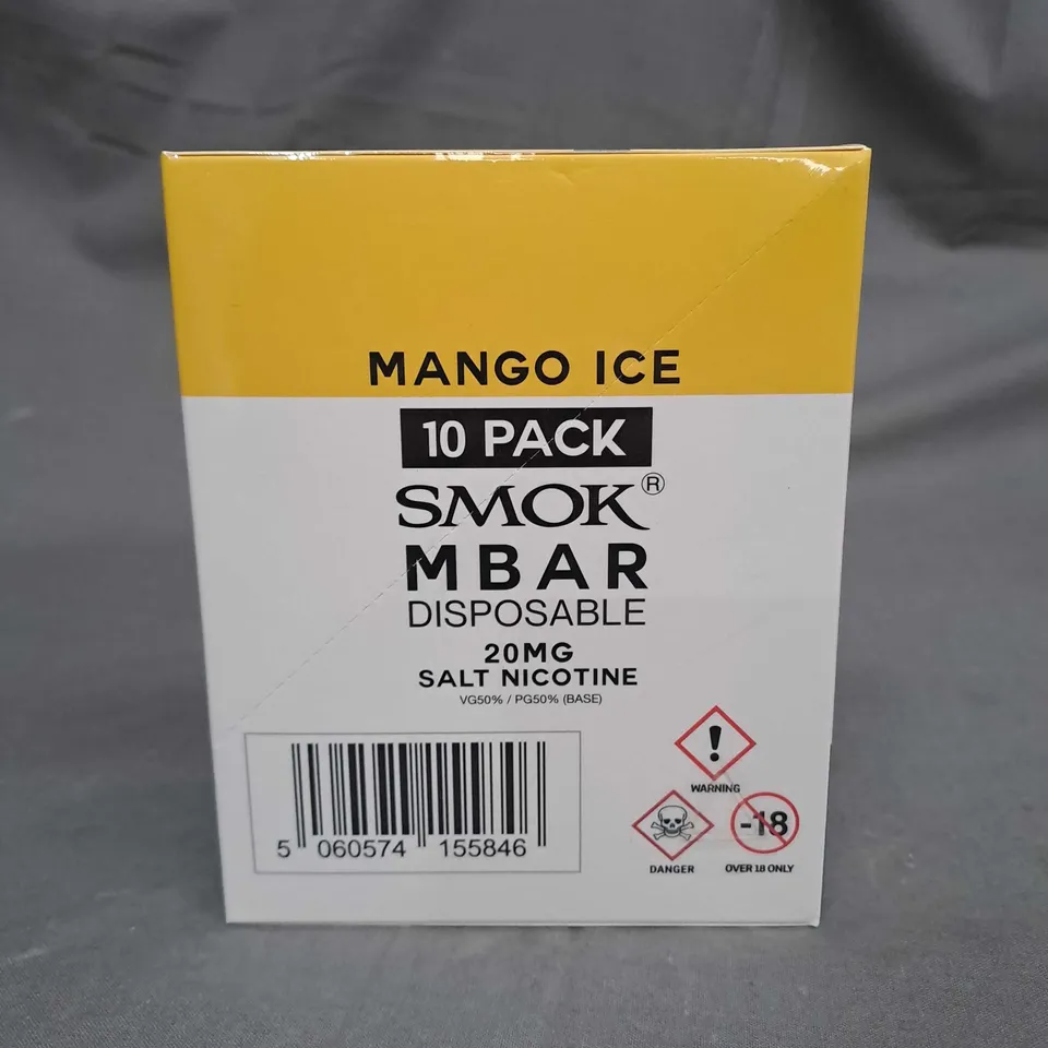 SEALED SMOK MBAR PRO DISPOSABLE DEVICE MANGO ICE 10 PACK