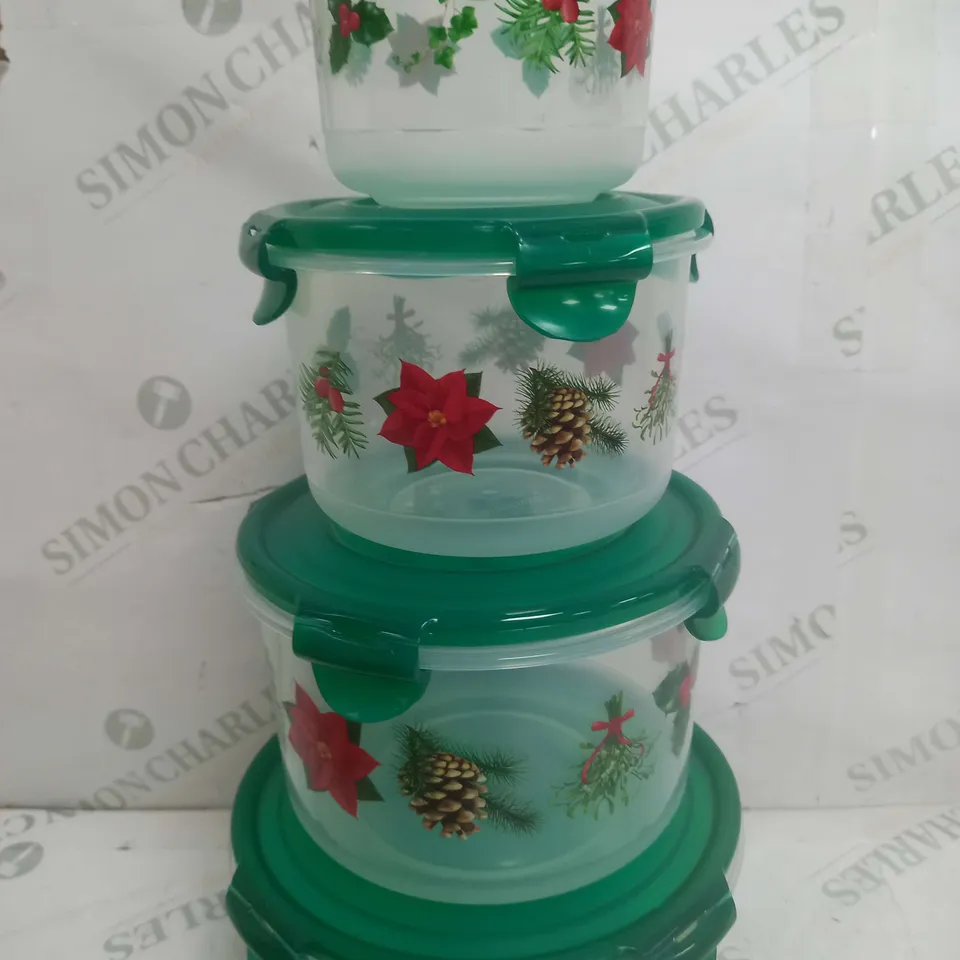 4 X CHRISTMAS STYLE TUBS 4 PIECE COOL STACKABLES SET