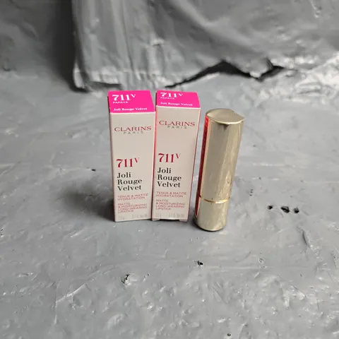 CLAIRINS X2 MATTE & MOISTURISING LONG-WEARING LIPSTICK IN 711V PAPAYA 3.5G