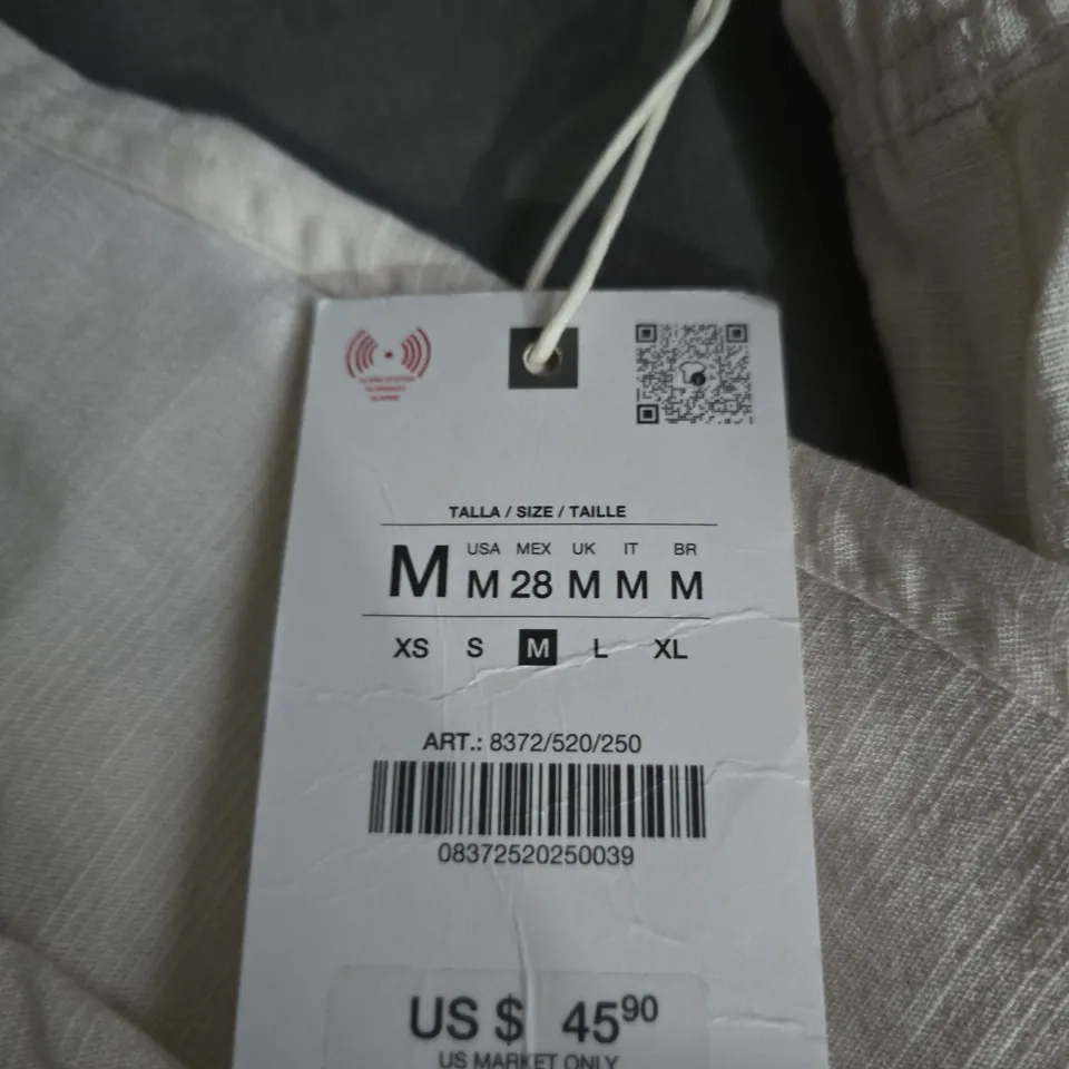 ZARA LIGHT-GRAY DRAWSTRING TROUSERS – SIZE M