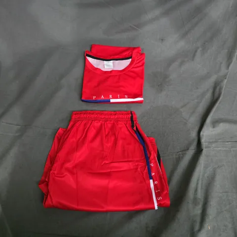 RED TOP & SHORTS WITH PARIS BRANDING
