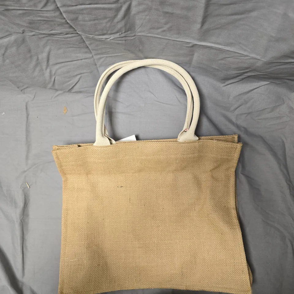APPROXIMATELY 15 PCS LIVE SIMPLY BURLAP TOTE BAG – 42 X 36 X 12 CM