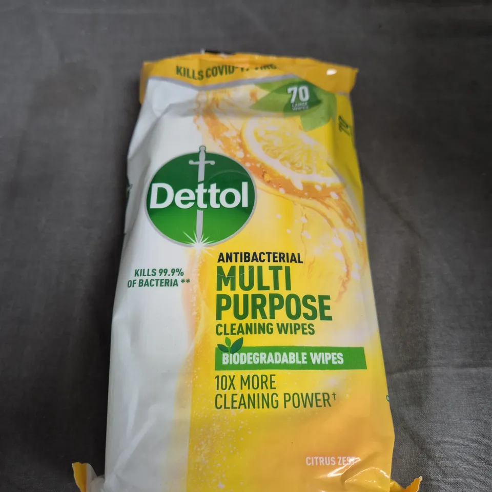 LOT OF 5 PACKS OF DETTOL ANTIBACTERIAL MULTI-PURPOSE CLEANING WIPES – 70 WIPES (BIODEGRADABLE)