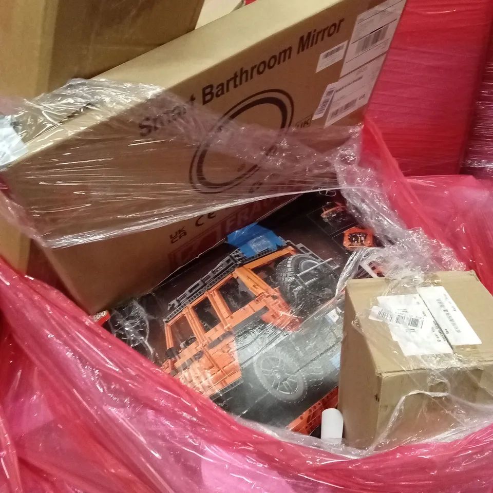 PALLET OF ASSORTED HOUSEHOLD GOODS AND PRODUCTS TO INCLUDE; LEGO, SMART BATHROOM MIRROR, FAST OPEN TENT ETC