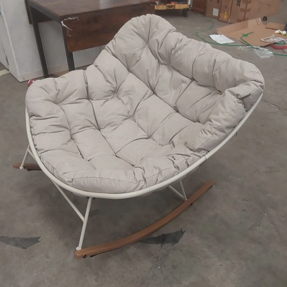 GRANDPATIO OUTDOOR ROCKING POWDER COATED STEEL CHAIR WITH CUSHION