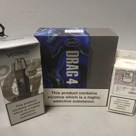 APPROXIMATELY 20 VAPES, E-CIGARETTES & ACCESSORIES TO INCLUDE VOOPOO ARGUS G, ASPIRE POD 3 PACK, VOODOO DRAG 4, ETC