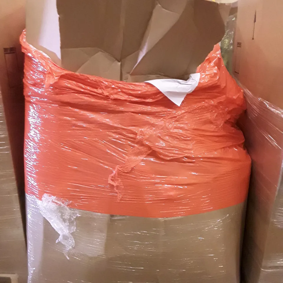 PALLET OF ASSORTED PRODUCTS INCLUDING ROUND NESTING COFFEE TABLE, WHITEBOARD, MASSEUSE TABLE, LAUNDRY BASKET, WOODEN FRAME BASKET