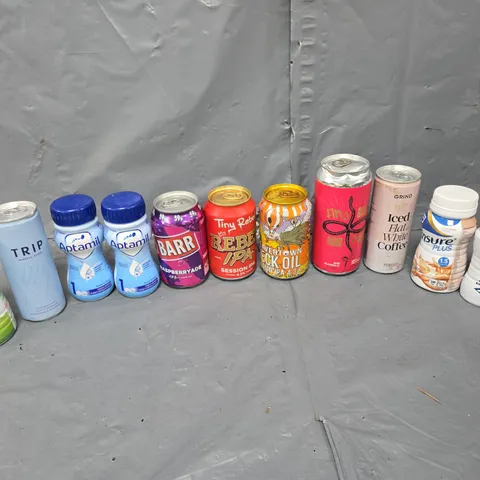 APPROXIMATELY 10 ASSORTED DRINK ITEMS TO INCLUDE - TRIP, BARR, AND GRIND COFFEE ETC.