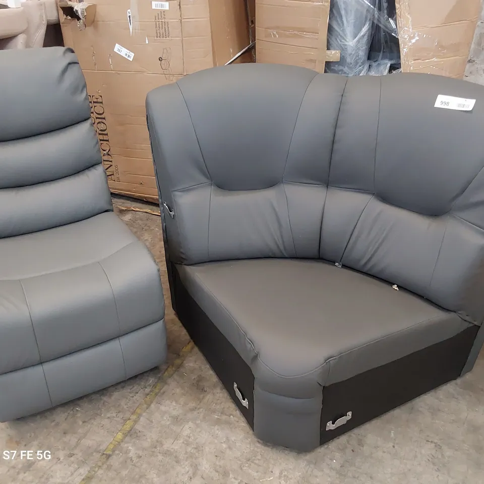 TWO GREY PU CORNER GROUP SECTIONS 