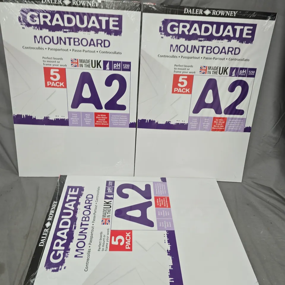 3 SEALED DALER ROWNEY GRADUATE MOUNTBOARD 5 PACK A2