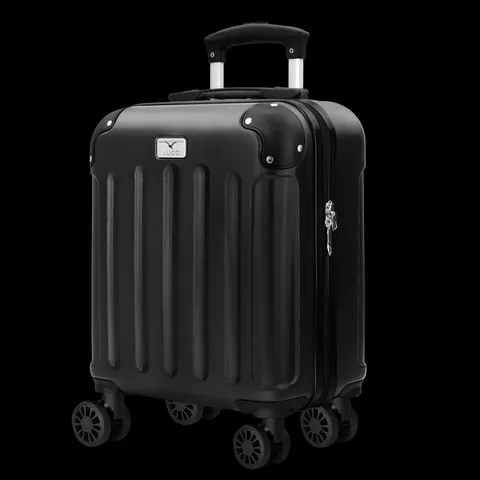 BOXED LUGG SKYWANDER 15 INCH LIGHTWEIGHT UNDERSEAT CABIN BAG, DURABLE ABS HARD SHELL (45X34X20CM) - BLACK