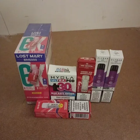 APPROXIMATELY 20 ASSORTED E-CIGARETTE PRODUCTS TO INCLUDE BRANDS SUCH AS ELFBAR, LOST MARY, SIKE, ETC - COLLECTION ONLY