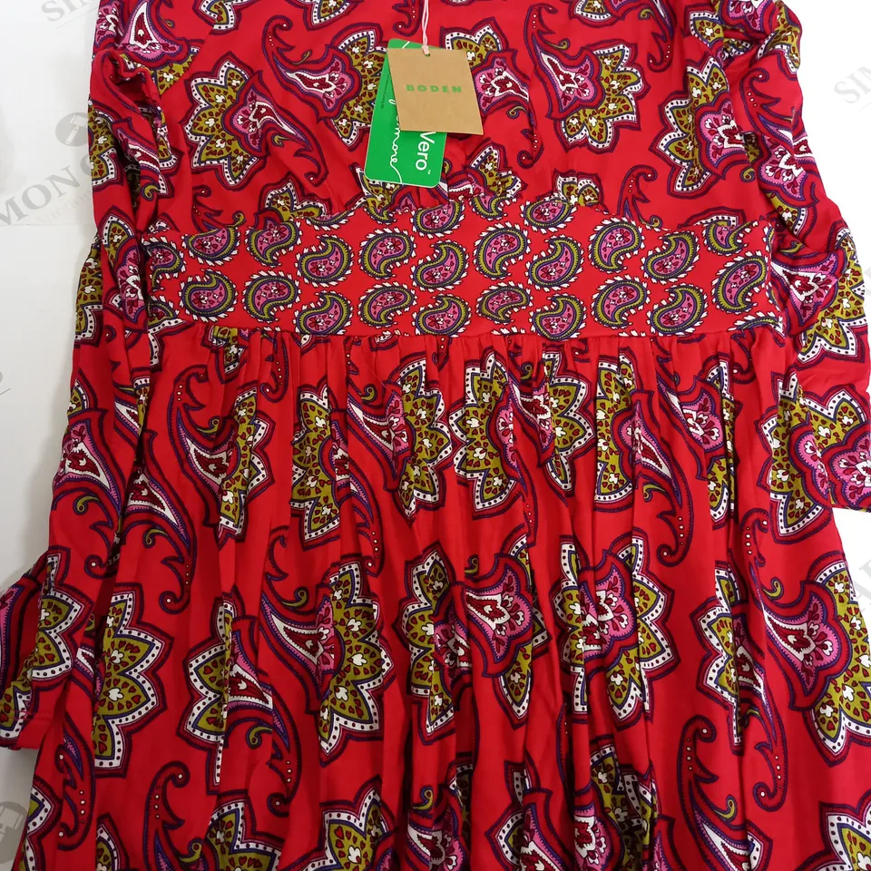 BODEN RED FLORAL DRESS SIZE 10P