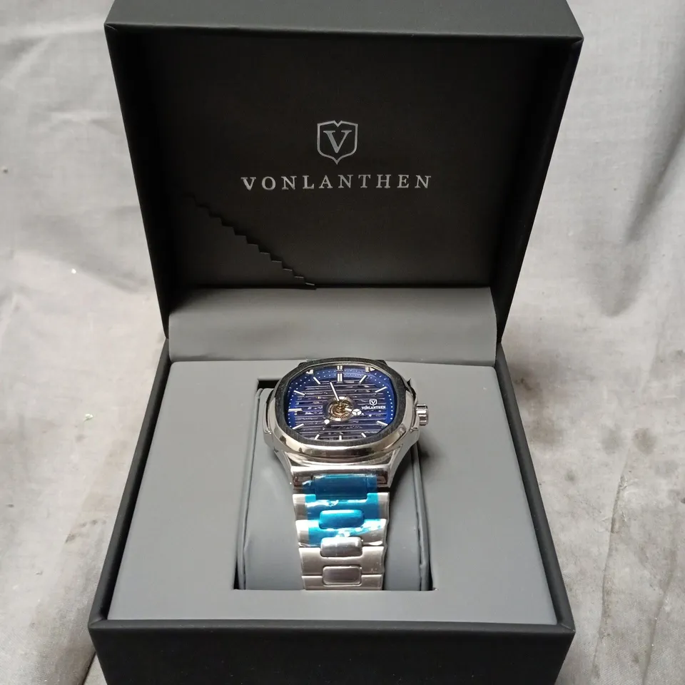 VONLANTHEN PART SKELETON BLUE BRACELET STRAP WRISTWATCH