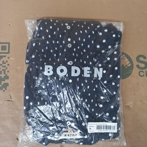 BAGGED BODEN SMOCKED JERSEY SHIRT DRESS IN NAVY SIZE UK 6R