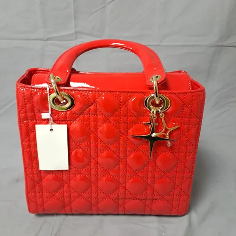 UNBRANDED LADIES HANDBAG WITH STARS - RED PATENT
