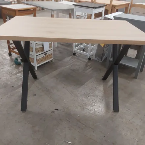 WOODEN TOP X-LEG DINING TABLE