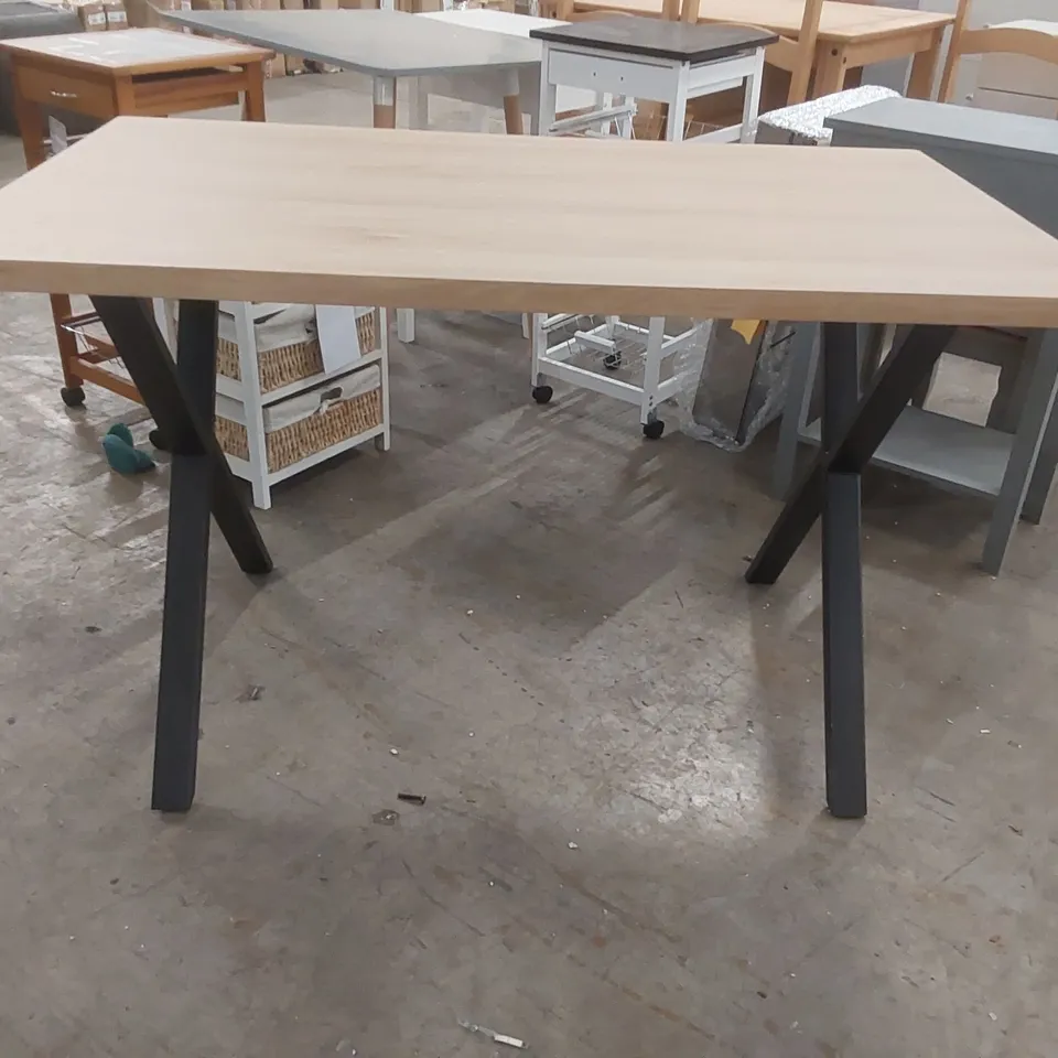 WOODEN TOP X-LEG DINING TABLE