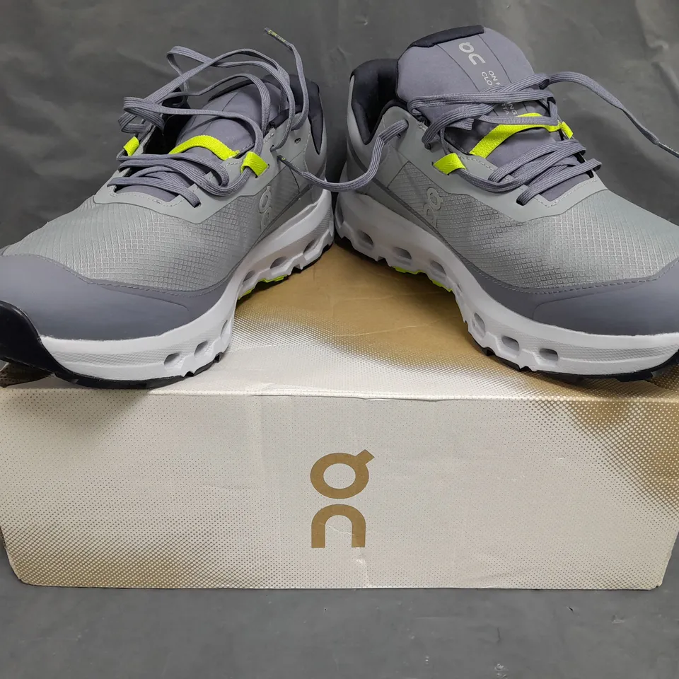 BOXED PAIR OF ON CLOUDVISTA 2 WATERPROOF TRAINERS IN MIST/HEATHER SIZE UK 10.5