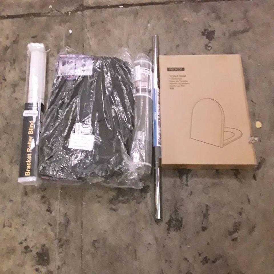 PALLET OF ASSORTED PRODUCTS TO INCLUDE; TOILET SEAT - BRACKET ROLLER BLIND- CARRY BAG WITH 2 WHEELS ECT