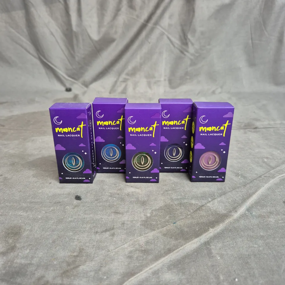 LOT OF 5 MOONCAT NAIL LACQUERS ASSORTED COLOURS - 12ML