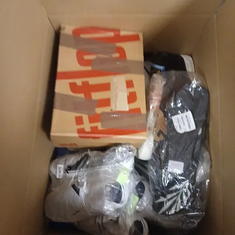 BOX OF APPROXIMATELY 12 PAIRS OF ASSORTED SHOES IN VARIOUS COLOUR, STYLES AND SIZES