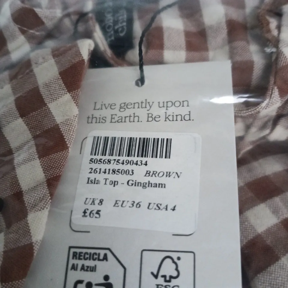 NOBODY'S CHILD ISLA TOP - GINGHAM, UK8 (EU36/USA4)