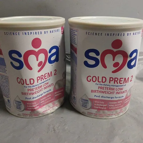 LOT OF 2 800G TUBS OF SMA GOLD PREM 2 INFANT MILK