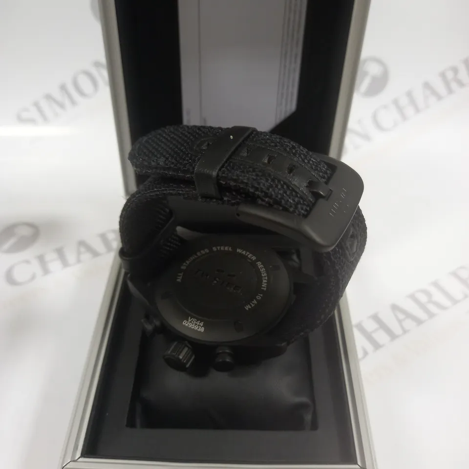 BOXED TW STEEL GENTS VOLANTE PVD CHRONOGRAPH 48MM WATCH WITH TEXTILE STRAP