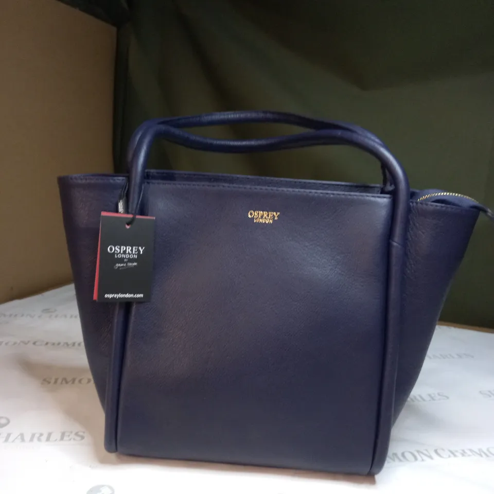 OSPREY LONDON SARA HOBO GRAINY HIDE NAVY BLUE HANDBAG
