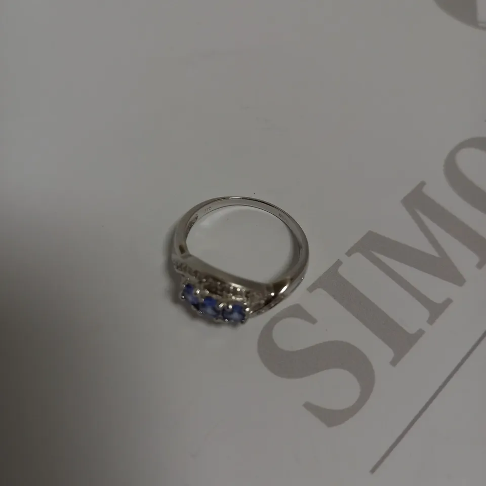 DESIGNER 9CT WHITE GOLD TANZANITE AND DIAMOND DRESS RING