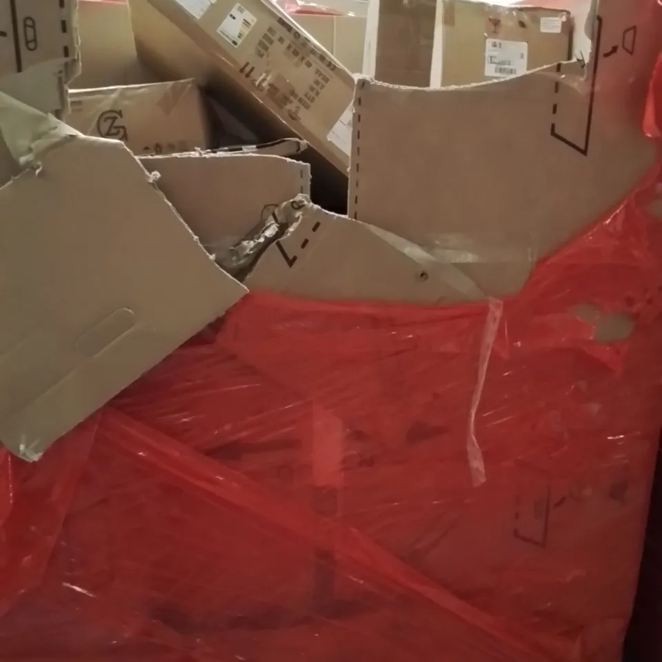 PALLET OF ASSORTED HOUSEHOLD GOODS AND PRODUCTS TO INCLUDE;CEILING FAN WITH LIGHT,BIKE,LOGITECH PEDALS
