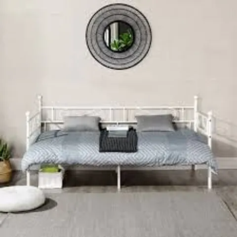 BOXED HOME MAKE  SINGLE BED METAL BED FRAME SOROSIS - WHITE (1 BOX)