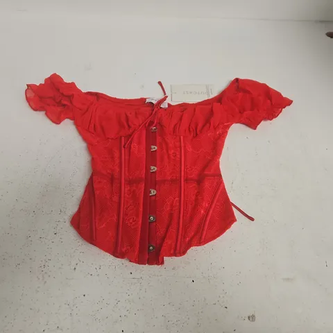 OUTCAST LUBELA CORSET TOP IN RED - S