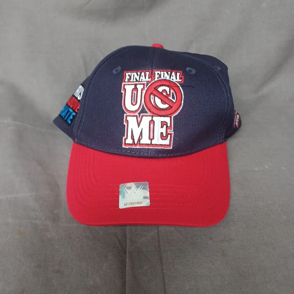 NAVY & RED JOHN CENA 'NEVER GIVE UP' WWE BASEBALL CAP 