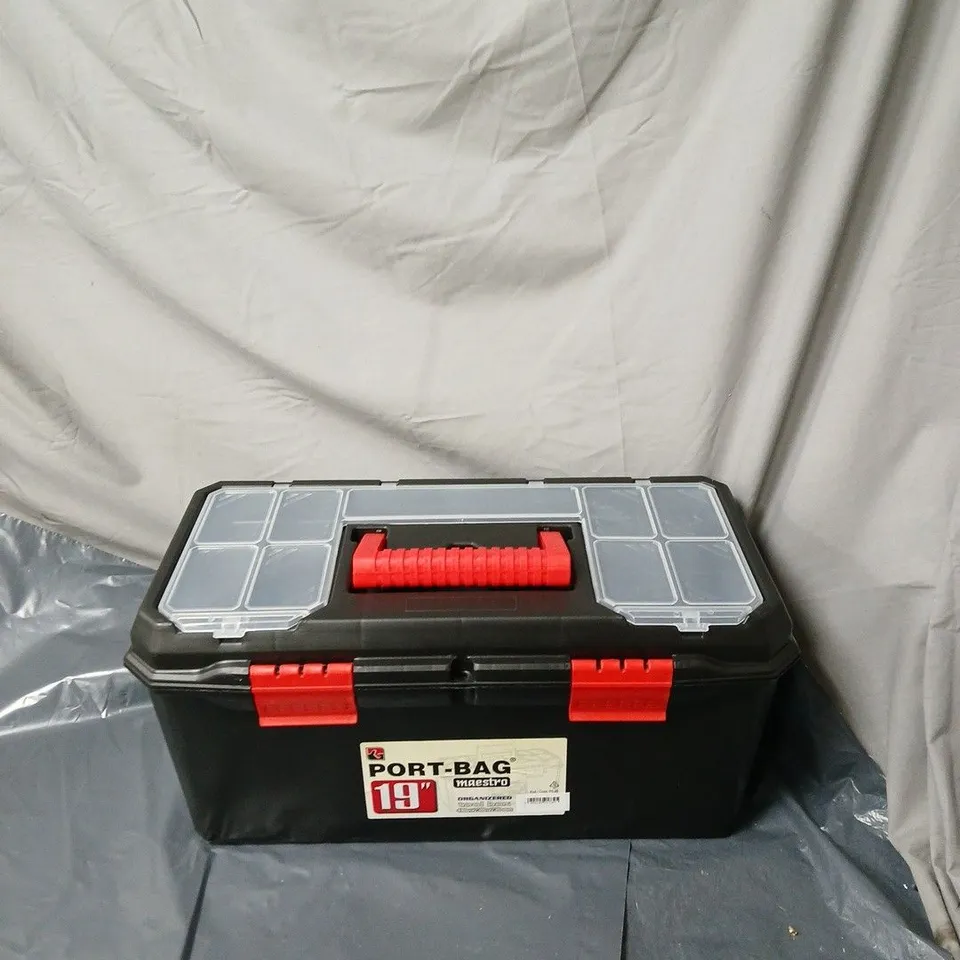 Port-Bag Maestro 19in Portable Toolbox with Clear Lid Compartments (Black)