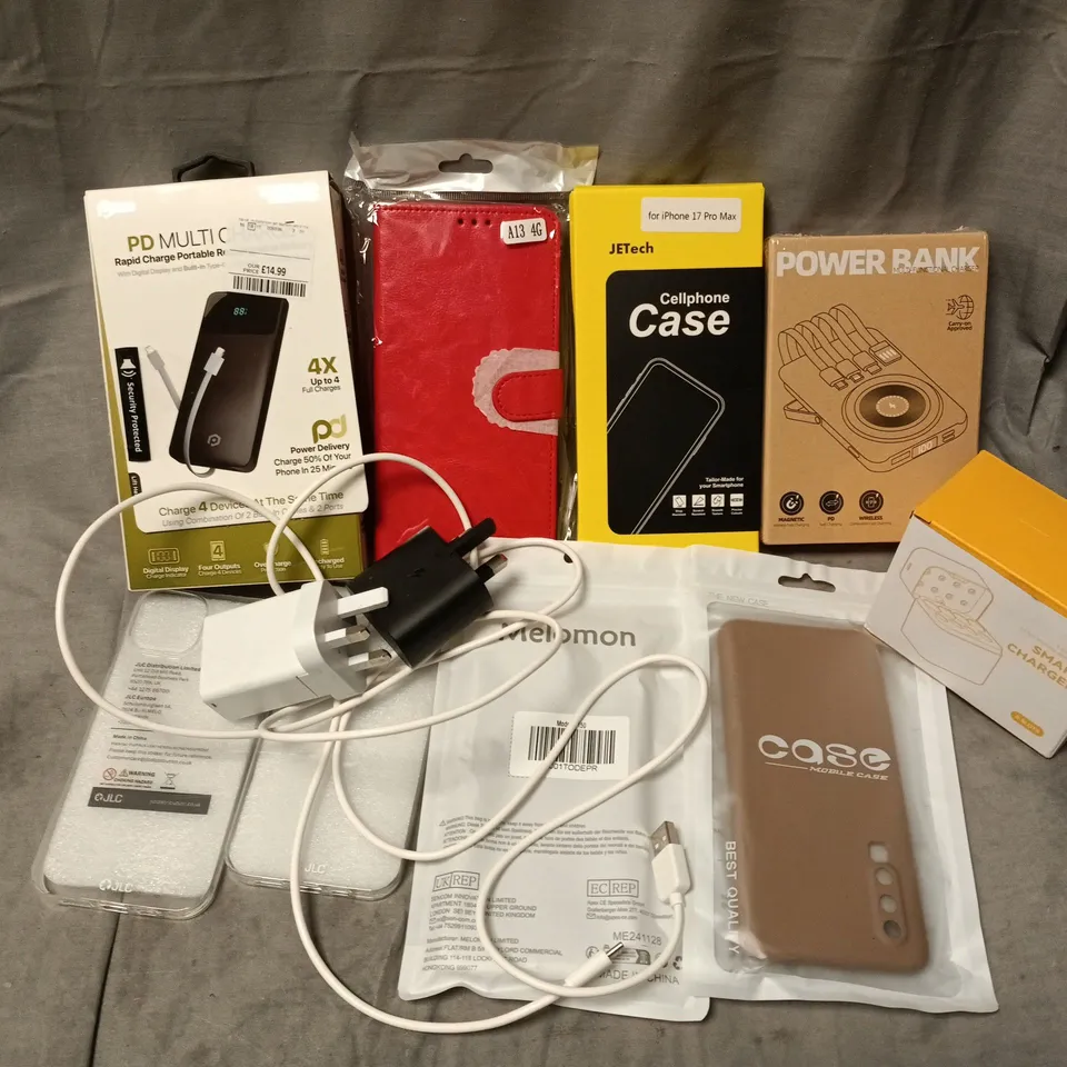 APPROXIMATELY 15 ASSORTED MOBILE PHONE ACCESSORIES TO INCLUDE CASES, SCREEN PROTECTORS AND POWERBANKS, ETC