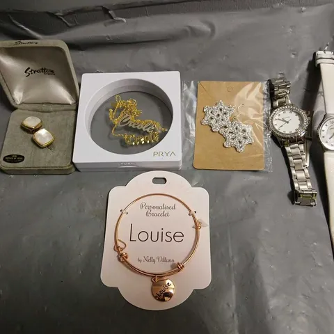 APPROXIMATELY 15 ASSORTED ITEMS TO INCLUDE - LOUISE BRACELET , SEKONDA WATCH , PRYA CREALE NECKLACE ETC