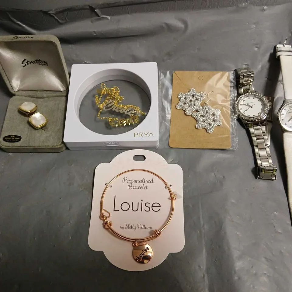 APPROXIMATELY 15 ASSORTED ITEMS TO INCLUDE - LOUISE BRACELET , SEKONDA WATCH , PRYA CREALE NECKLACE ETC