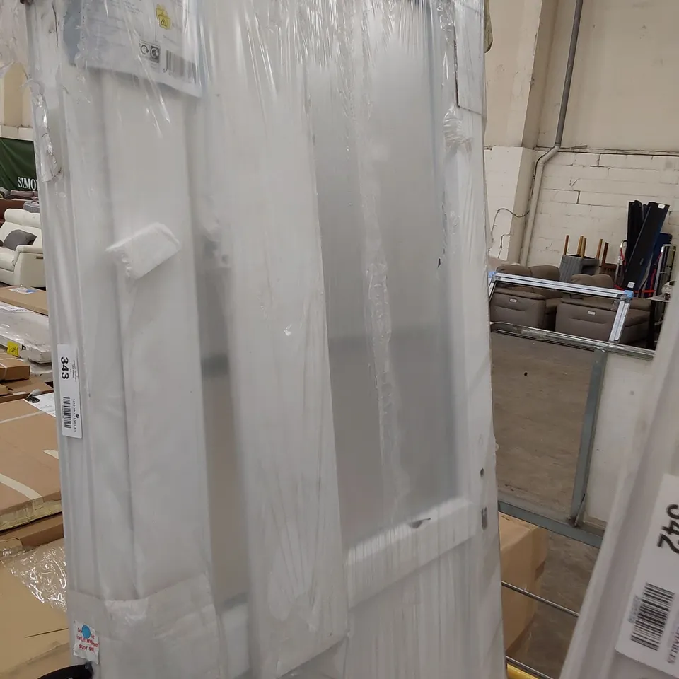 PVCU WHITE HALF OBSCURE GLAZED BACK DOOR & FRAME 2055 × 840mm