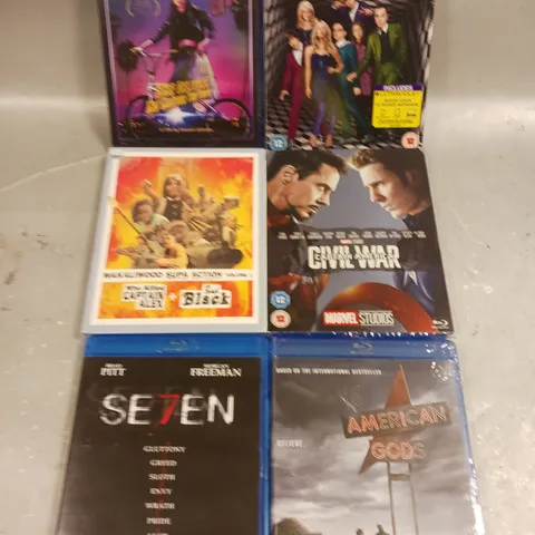 14 X ASSORTED BLU-RAY/DVD FILMS & SERIES SET TO INCLUDE SE7EN, AMERICAN GODS, CAPTAIN AMERICA CIVIL WAR ETC