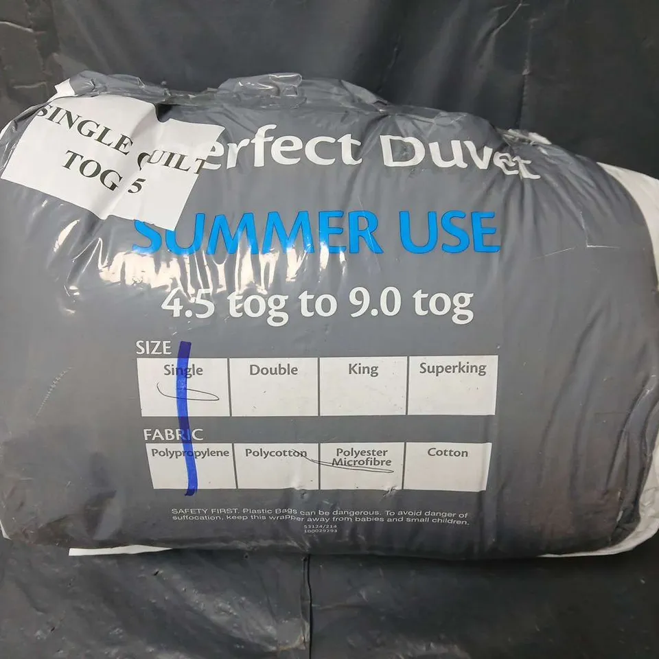 BAGGED PERFECT DUVET SUMMER USE 15 TOG SINGLE QUILT