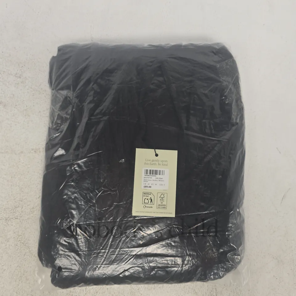 BAGGED NOBODY'S CHILD SLEEVELESS AUDREY MIDAXI DRESS IN BLACK SIZE UK 10