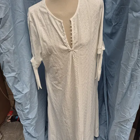 White embroidered cotton dress, women's XL