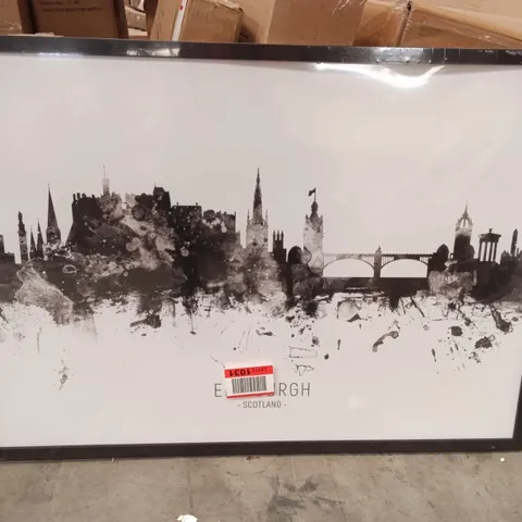 EDINBURGH SCOTLAND SKYLINE WATERCOLOR FRAMED PRINT