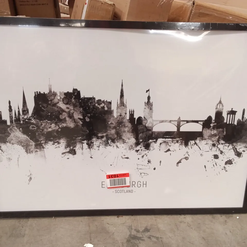EDINBURGH SCOTLAND SKYLINE WATERCOLOR FRAMED PRINT
