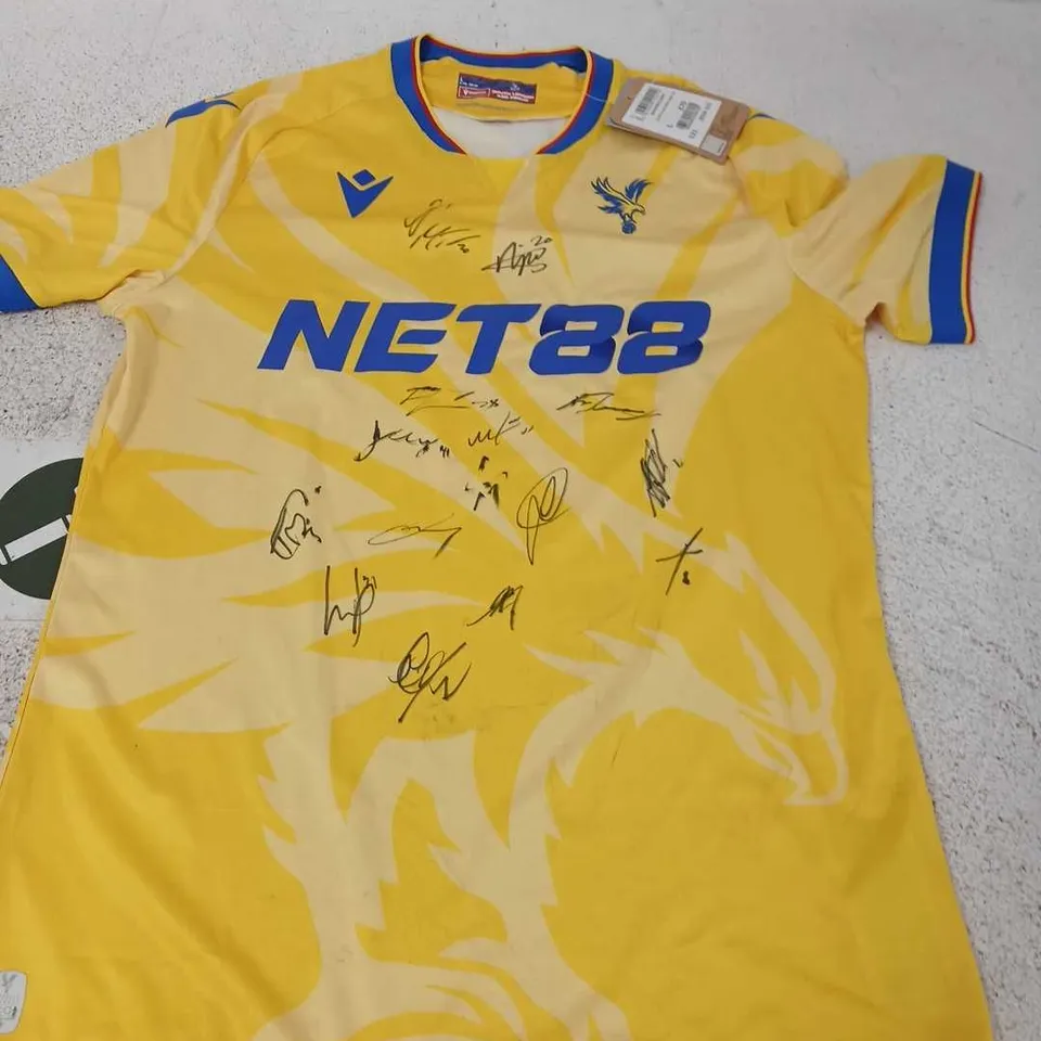 CRYSTAL PALACE FOOTBALL SHIRT, YELLOW AWAY KIT, SIGNED (MAN) – NET88 SPONSOR